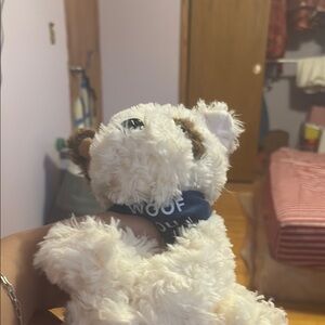 Adorable White and Brown Plush Dog Toy
